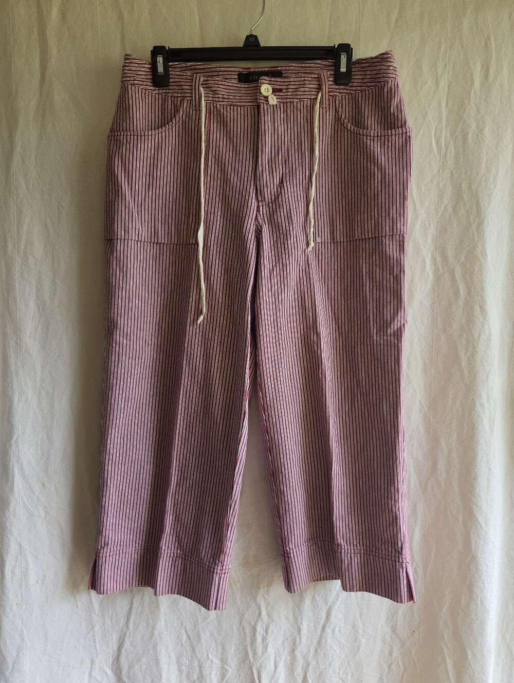 Lee Cropped Wideleg Pants Womens L Striped Boho Hippie Festival Cotton Canvas
